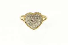 10K Yellow Gold Pave Diamond Domed Heart Love Promise Ring
