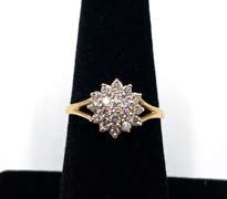 Superb 14kt Yellow Gold Diamond Cluster Ring