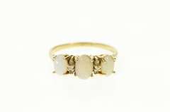 10K Yellow Gold Three Stone Opal Diamond Accent Classic Ring