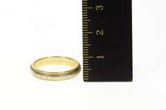 14K Yellow Gold Art Deco Etched 3.8mm Wedding Band Ring