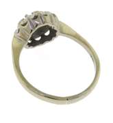 Dazzling White Gold Scroll Work Circle Diamond Cluster Ring