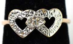 Precious Buckled Hearts Ring with Diamond in 2-Tone Gold