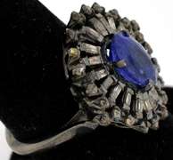 Awesome Anodized Tanzanite & Diamond Ring in Sterling Silver