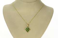 18K Yellow Gold 1.24 Ctw Natural Emerald Diamond Cluster Pendant