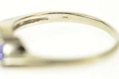 14K White Gold Trillion Tanzanite Diamond Channel Statement Ring