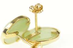 14K Yellow Gold Oval Jadeite Cabochon Classic Stud Earrings
