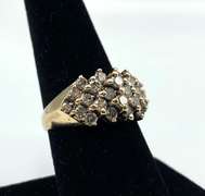 14 KT Yellow Gold Diamond Cluster Ring