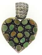 Sterling Silver Dooson Turquoise Heart Shaped Pendant