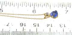 Fabulous Yellow Gold Triangle Blue Topaz and Diamond Pendant on Chain