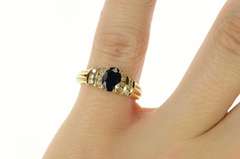 14K Yellow Gold Oval Sapphire Diamond Accent Classic Ring