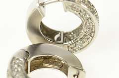14K White Gold Pave Diamond Squared Statement Hoop Earrings
