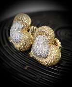 Stunning High-End 2-Tone 18K Heart Motif Diamond Earrings