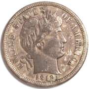 1912 Very Near Unc Barber Dime
