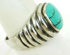 Unisex Vintage Sterling Turquoise Ring, Size 9