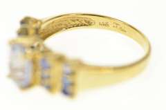 14K Yellow Gold Faceted Cubic Zirconia Iolite Statement Ring