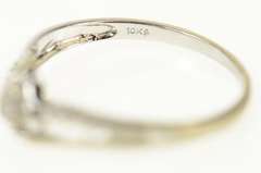 10K White Gold Diamond Solitaire Heart Bypass Promise Ring