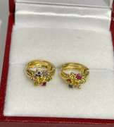 Adorable 14kt Yellow Gold & Sapphire Hoop Earrings
