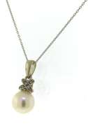 Choice White Gold White Pearl and Diamond Necklace
