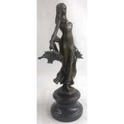 Farmer Girl with Flower Basket Bronze Sculpture