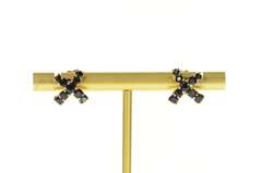 10K Yellow Gold Sapphire Rounded Criss Cross X Stud Earrings