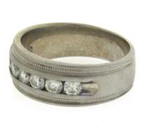 Elegant White Gold Diamond Channel Set Men's Wedding Band
