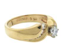 Charming Yellow Golod Diamond Bypass Engagement Ring