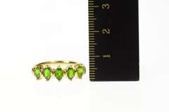 14K Yellow Gold Five Stone Green Tourmaline Statement Band Ring