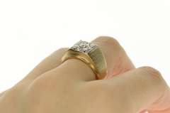 10K Yellow Gold 1/3 Ctw Squared Retro Men's Diamond Wedding Ring