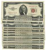 18 Series of 1953/63 $2 Red Seal Notes in circ