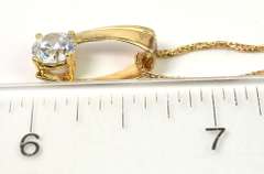 Flashy CZ Solitaire Necklace in 14KT Yellow Gold