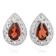 1 CARAT GARNET STERLING SILVER EARRINGS