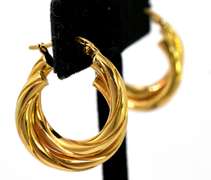 Twisted Double Hoop Earrings in 18KT Yellow Gold
