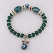 Hand Painted Beaded & Evil Eye Bracelet