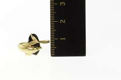 10K Yellow Gold Oval Black Onyx Dolphin Bypass Wrap Ring