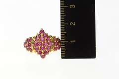 14K Yellow Gold Ornate Marquise Ruby Cluster Statement Ring