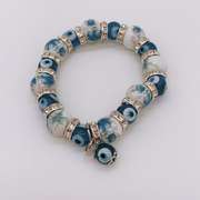 Hand Painted Porcelain & Evil Eye Bracelet