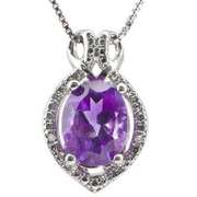 1.50 CT AMETHYST & DIAMOND 925 STERLING SILVER PENDANT