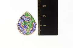 14K Rose Gold Natural Emerald & Tanzanite Cluster Cocktail Ring