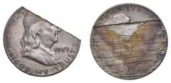 Mint Error - 1959 Franklin Half Dollar - Split Planchet - Circulated