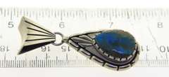 Sterling Silver Signed LBH Turquoise Pendant