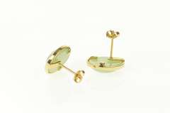 14K Yellow Gold Oval Jadeite Cabochon Classic Stud Earrings
