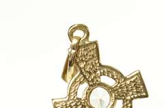 9K Yellow Gold Traditional Irish Celtic Knot CZ Cross Pendant
