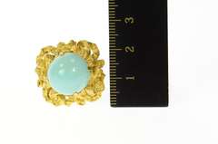 18K Yellow Gold Retro Grooved Ribbon Squared Turquoise Ring