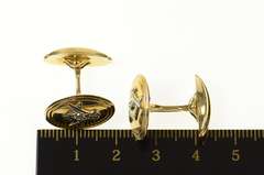 10K Yellow Gold Masonic Compass Square Oval Retro Cuff Links