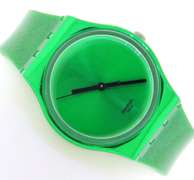 Swatch Green Glitter Silicone Strap Watch