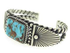 Vintage Turquoise Cuff Bangle in Sterling Silver