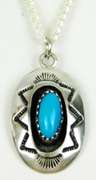 Navajo Sterling Turquoise Pendant & Chain