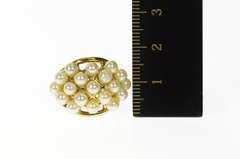 14K Yellow Gold Retro Domed Pearl Cluster Statement Band Ring