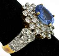 Marvelous 2.85CT Sapphire & 2.08CTW Diamond Ring in 9KT Yellow Gold