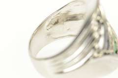14K White Gold Diamond Emerald Ruby Sapphire Wavy Ring